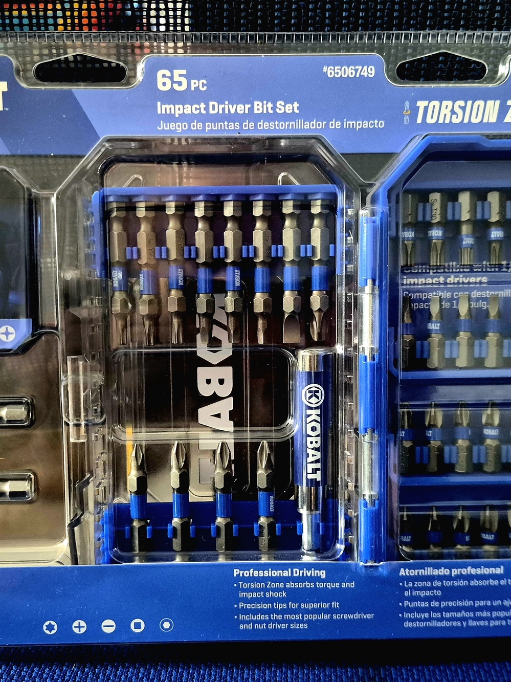 NEW Kobalt 65-Piece Impact Driver Bit Set (Item #6506749) Torsion Zone
